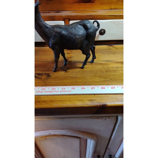 Bronze Antique Cast Bronze Woman Feeding Goats 4 Piece Art Deco Sculpture - Stunning For Sale - Image 8 of 9