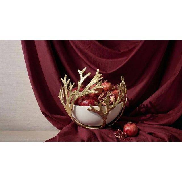 Metal The Neiredes Fruit Bowl in Brass and Porcelain by Auste Ost For Sale - Image 7 of 8