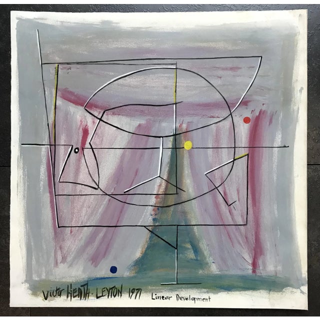 Victor Heath-Leyton, Linear Developement, 1971, Oil on Paper, in Very Good conditions. This piece has an attribution mark,...
