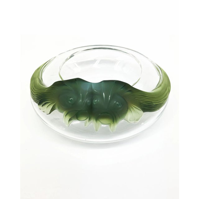 Figurative Grand Rare Lalique Crystal Green Yeso Antinea Koi Fish Centerpiece Bowl For Sale - Image 3 of 5