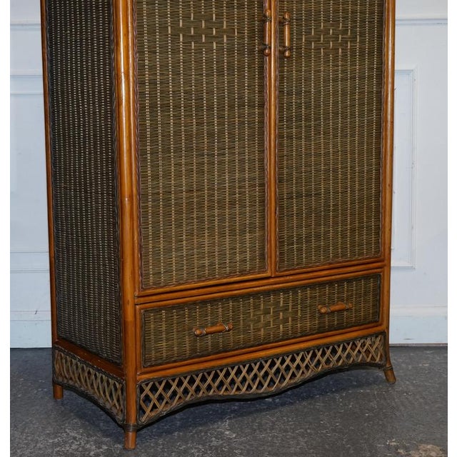 Woven Wicker Armoire with Drawer, 1970s For Sale - Image 3 of 17