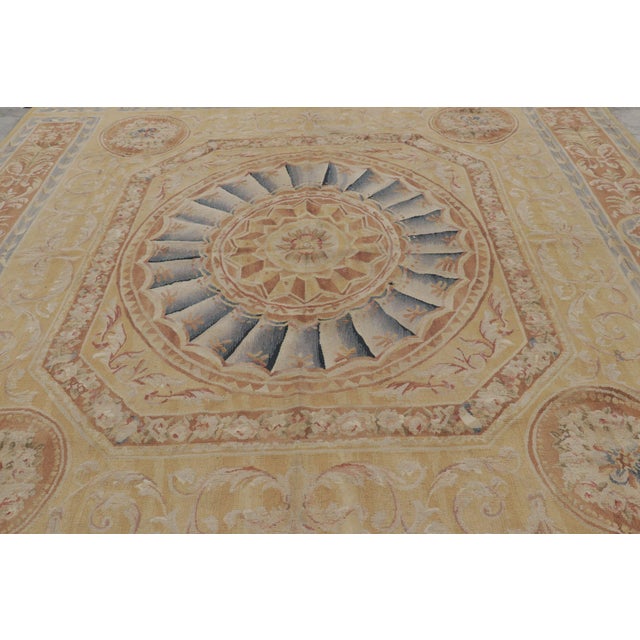 Rug & Kilim Rug & Kilim's Aubusson Style Rug in Gold & Beige With Floral Medallion For Sale - Image 4 of 8