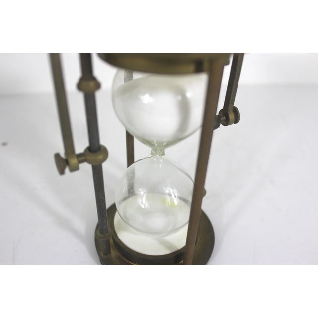 Brass 1950s Vintage Brass Hourglass or Egg Timer With Glass and Sand Ornamental Office or Kitchen Decor For Sale - Image 8 of 8