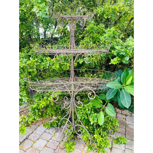 Late 20th Century Late 20th Century Vintage French Iron Flowers Jardinière Stand For Sale - Image 5 of 10