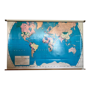 World Map Vintage School Pull-Down by Nystrom 1950s