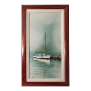 Gregory Hill Sailing Boat At The Pier C. 1990 Painting