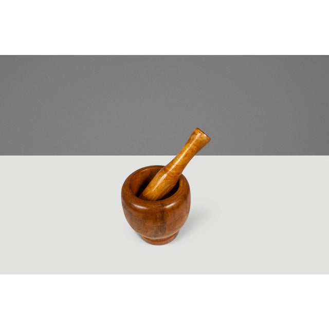 Brown 1960s Mid-Century Scandinavian Condiment Carousel in Oak & Stainless Steel by Stako W/ Complementary Mortar & Pestell - 6pcs For Sale - Image 8 of 16