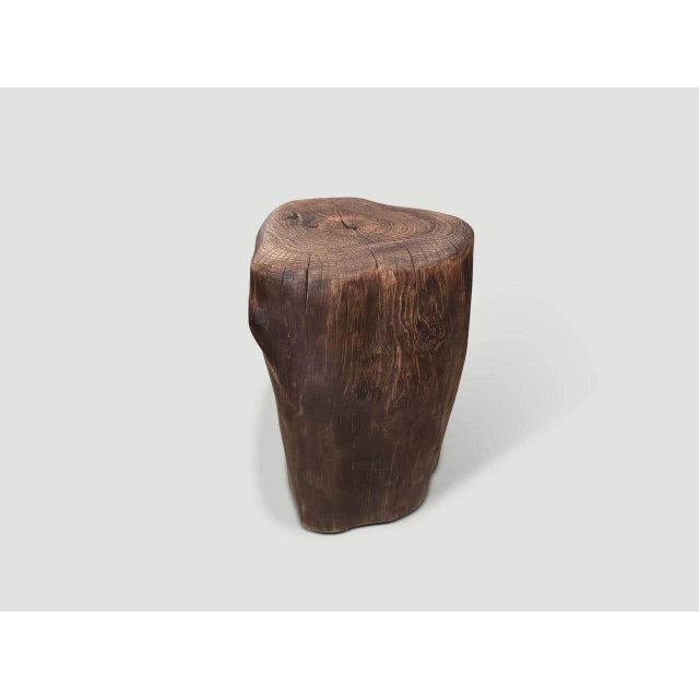 Contemporary Andrianna Shamaris Modern Organic Charred Teak Wood Tall Side Table For Sale - Image 3 of 6