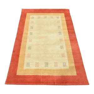 Gabbeh Rug 4’7” X 6’6” Ivory Wool Contemporary Hand-Knotted Carpet