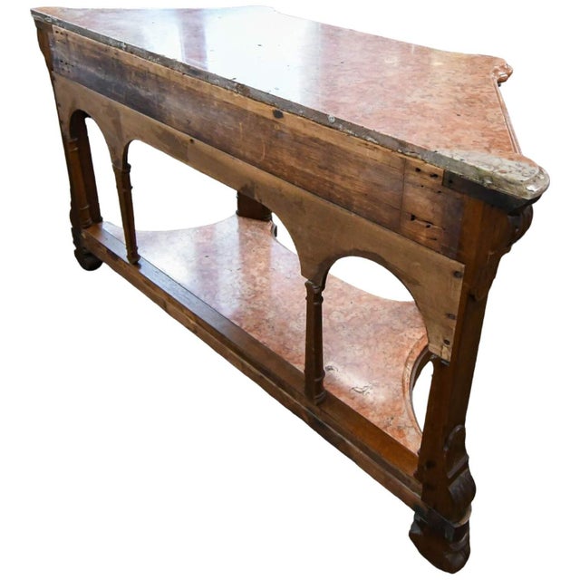 Early 20th Century Antique Italian Pink Marble Top Console Table For Sale - Image 5 of 10