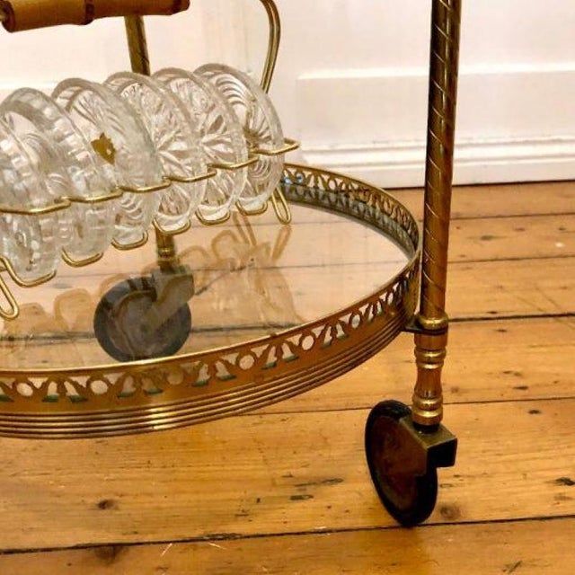 Neoclassicist Art Deco French Bar Trolley in Brass, 1970s For Sale - Image 6 of 9