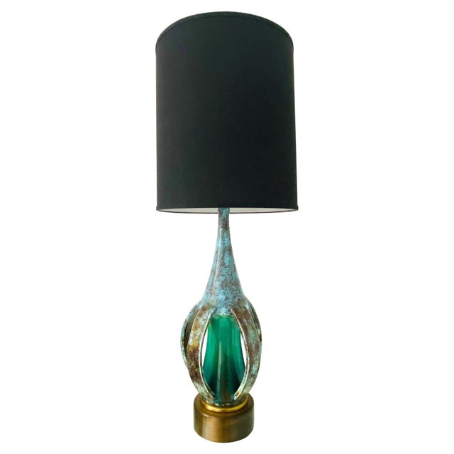 1960's Turquoise Blue Stoneware Pottery Lamp With Brutalist Form, Denmark For Sale - Image 13 of 13