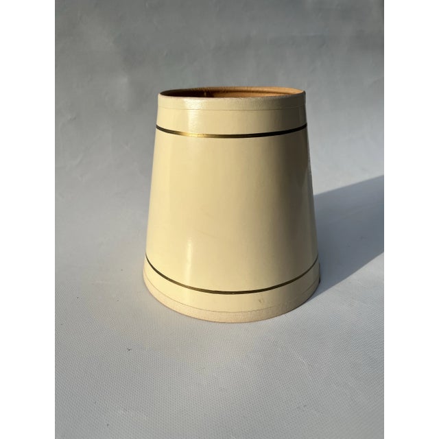 Hollywood Regency Vintage Small Cream and Gold Paper Lampshade For Sale - Image 3 of 7