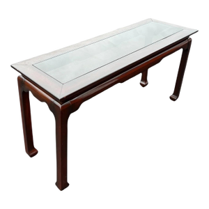 Glass Top Wood Console Table