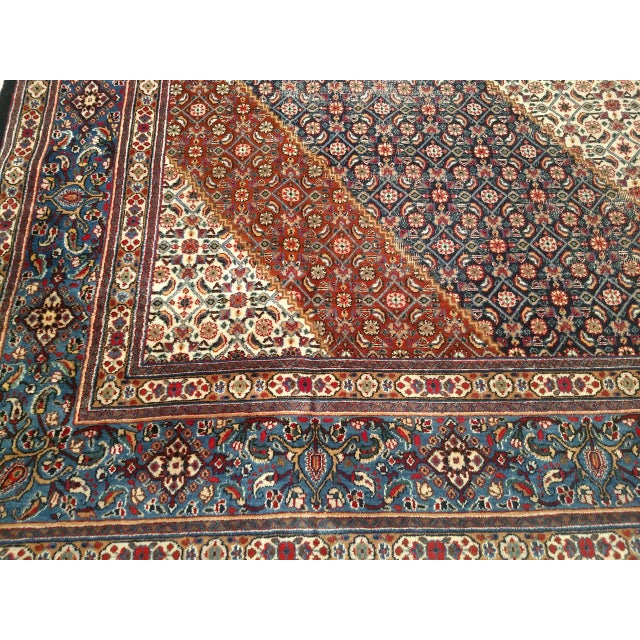 Antique Tabriz Mahi Rug, Hand-Knotted Wool, Herati Geometric Pattern, Ivory & Navy, 10x13 For Sale - Image 15 of 18