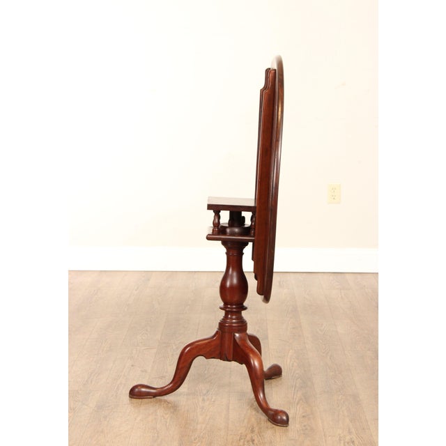 Wood Antique Queen Anne Style Solid Mahogany Round Tilt-Top Table For Sale - Image 7 of 12
