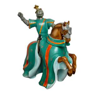 Mid 20th Century Italian Ceramic Knight on Horse by Ugo Zacagnini - Green Glaze, 12”