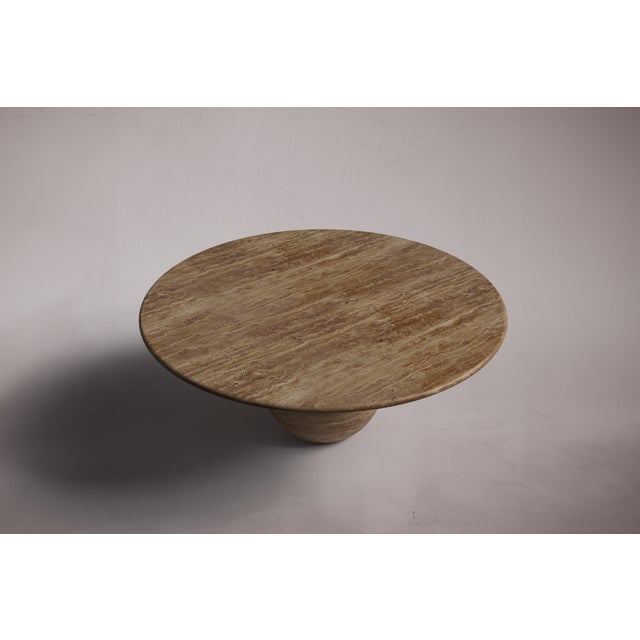 Not Yet Made - Made To Order Pearl Noche Travertine Round Coffee Table 40" For Sale - Image 5 of 5