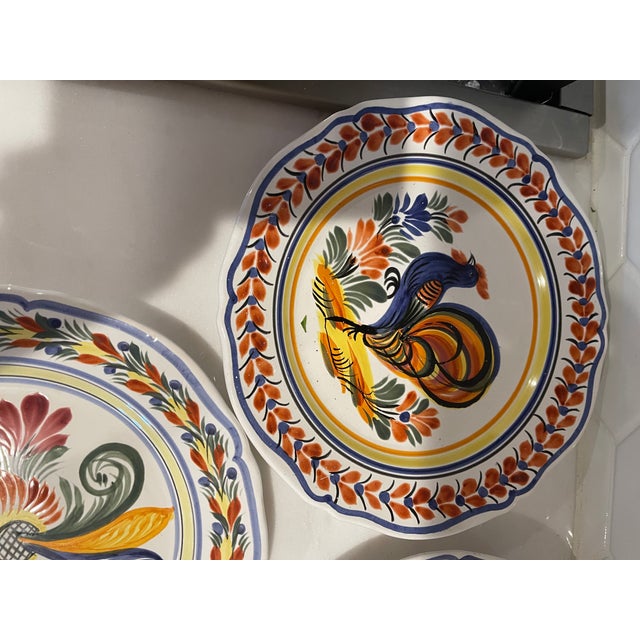 Ceramic 1990s Henriot Quimper Ceramic Plates With French Artisan Pottery Markings - Set of 8 For Sale - Image 7 of 12