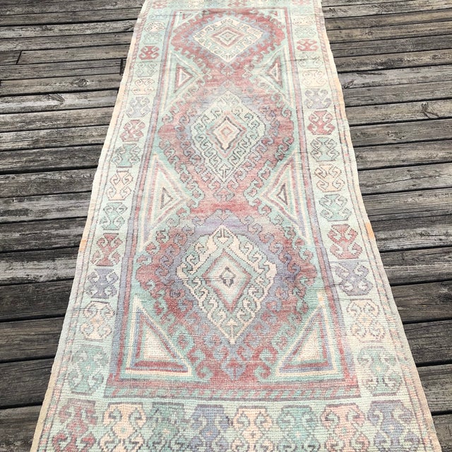 1940s Vintage Turkish Runner With Geometric Depth and Tribal Charm | 4x9 For Sale - Image 5 of 8
