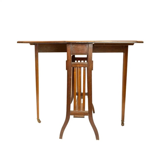 1900 - 1909 Arts & Crafts Mahogany Drop-Leaf Sutherland Table, Labeled, British, Ca. 1900 For Sale - Image 5 of 11