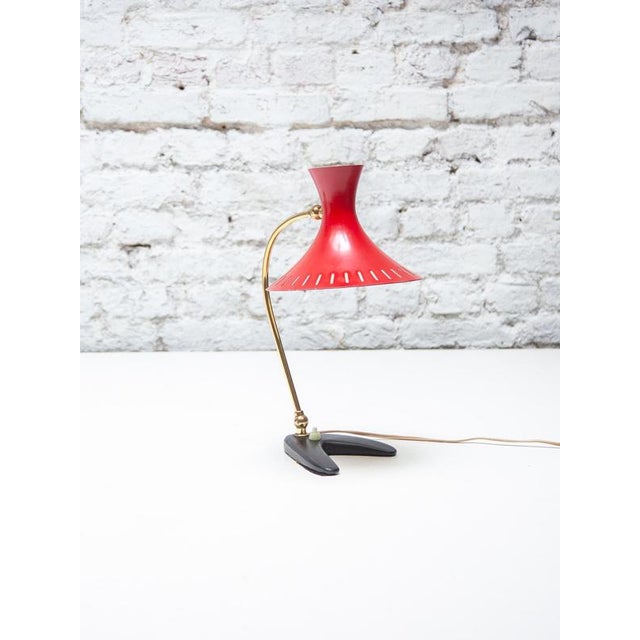 Metal Mid-Century Modern Desk Lamp with Red Shade attributed to Stilux Milano, 1950s For Sale - Image 7 of 16