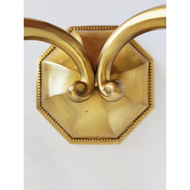 Brass Early 20th Century Georgian Cast Brass Wall Sconces-a Pair For Sale - Image 8 of 12