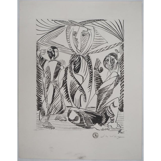 Léopold Survage, Adoration, 1945, Original Ink & Wash For Sale - Image 4 of 8