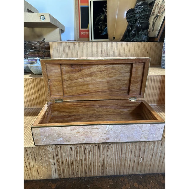 Maitland - Smith Late 20th Century Tessellated Pink Marble Dresser Top Box Maitland Smith Attributed For Sale - Image 4 of 7