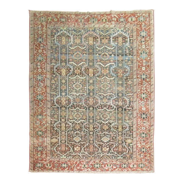 Antique Persian Heriz Decorative Rug - 9' x 11'8" For Sale
