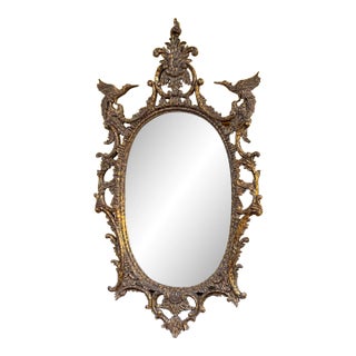 Monumental Chinese Chippendale Style Gilded Faux Tortoise Mirror by La Barge For Sale