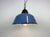 Industrial Blue Enamel and Cast Iron Pendant Light with Glass Cover, 1960s For Sale - Image 12 of 18