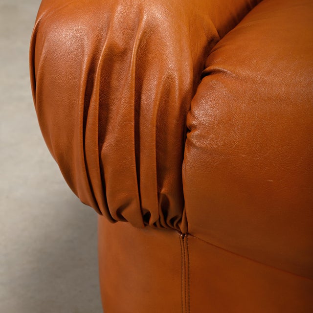Cognac Leather Deposited Lounge Chairs by Rino Maturi for Mimo Padova, 1970s, Set of 2 For Sale - Image 6 of 18