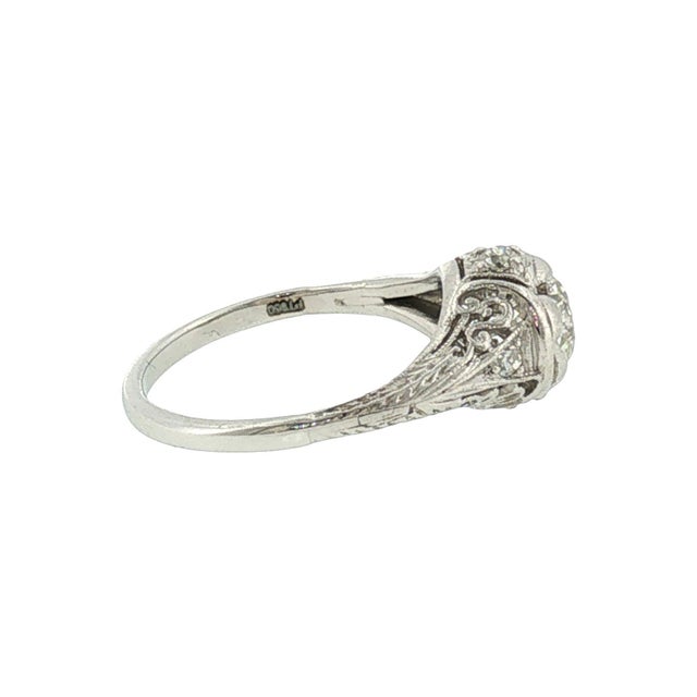 Art Deco 1920's Platinum 1.06ct Old European Cut Diamond Hand Fabricated Engagement RIng, Size 6.25 For Sale - Image 3 of 4