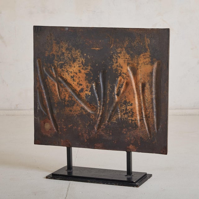 1980s French Cast Iron Sculpture with Abstract Motifs by René Coutelle For Sale - Image 12 of 18