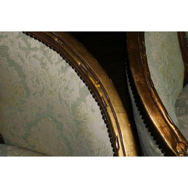 Textile Mid 20th Century Louis XVI Style Barrel-Back Settee Canape en Gondole- Set of 3 For Sale - Image 7 of 11