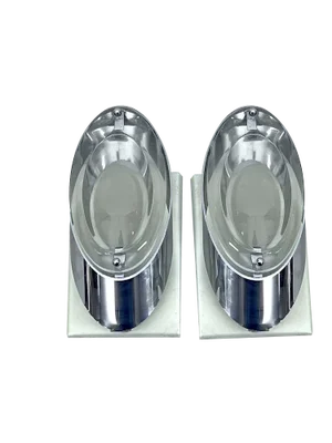 Italian Postmodern Sconces in Chrome and Glass by Oscar Torlasco, 1970s, Set of 2