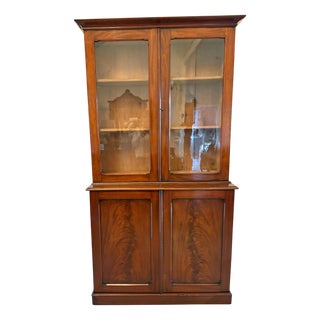 Antique Victorian Figured Mahogany Bookcase, 1860 For Sale