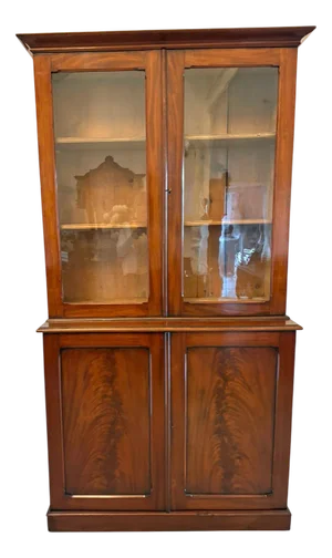 Antique Victorian Figured Mahogany Bookcase, 1860