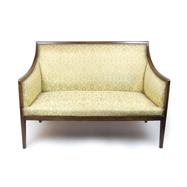 Mid-Century Modern 1940s Mid-Century Modern Two-Seat Oak Settee by Comte and Design Attributed to Jean-Michel Frank, Argentina For Sale - Image 3 of 9