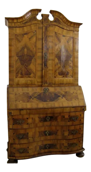 Italian South German Walnut Bureau Cabinet Desk Slant Front Secretaire c 1740