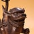 Chinese Pair of Antique Chinese Gilt Bronze Foo Dog Candle Holders With Ring Handles For Sale - Image 3 of 10