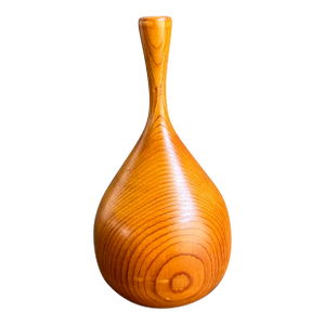 Turned Wood Vase Locust Weed Pot Vintage Mid Century Modern