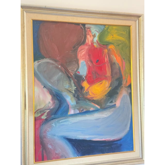 Mid 20th Century Mid Century Abstract Expressionist Oil Painting For Sale - Image 5 of 9