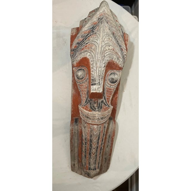 Huge Antique Carved Wood House Facade Singa Indonesia North Sumatra Batak Tribe For Sale - Image 4 of 16