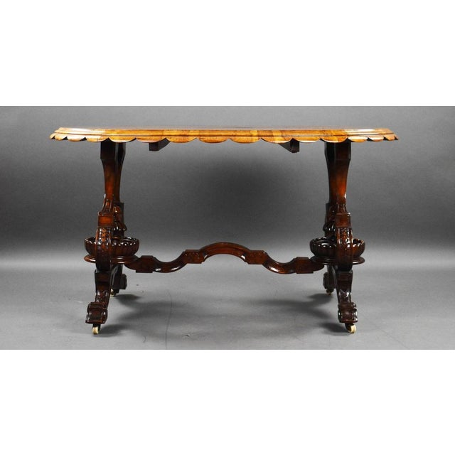 Victorian Burr Walnut Inlaid Centre Table, 1850 For Sale - Image 3 of 16