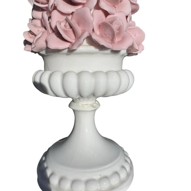Vintage Porcelain Capodimonte Style Floral Rose Lamp For Sale - Image 4 of 5