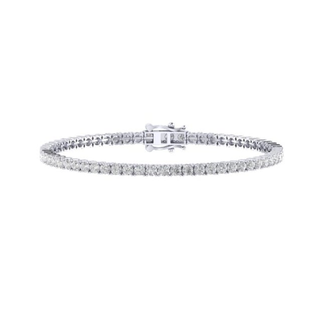 Elite Brilliance: 10K White Gold 3mm CVD Diamond 8-Inch Tennis Bracelet (6-1/3 Cttw)Sustainable Luxury on a Grand...