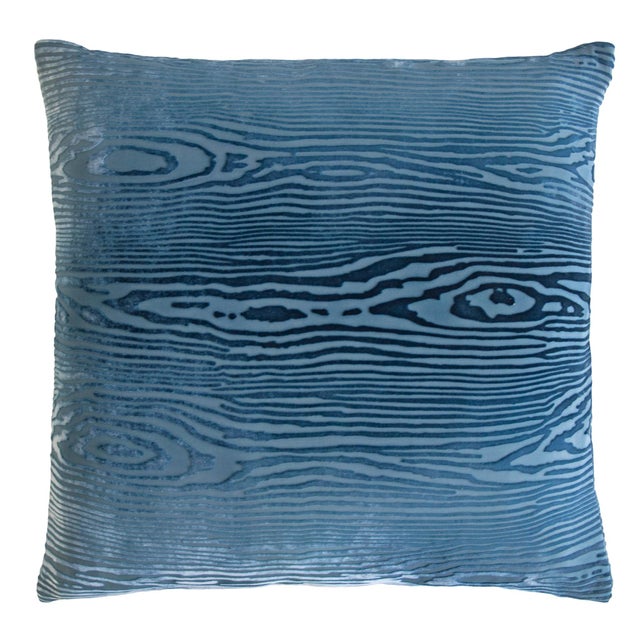 Contemporary Kevin O'Brien Woodgrain Denim Cut Velvet 20" Pillow For Sale - Image 3 of 3