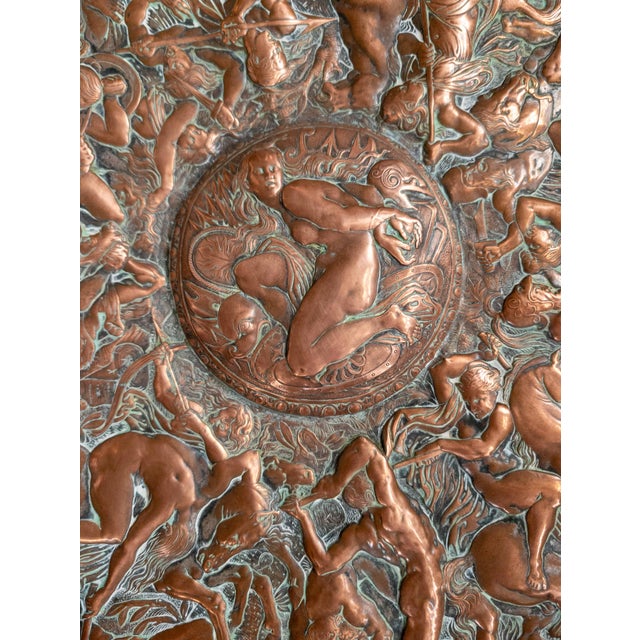 19th Century Large Copper Electrotype Charger "Battle of the Amazons" by Elkington & Co. For Sale - Image 10 of 16